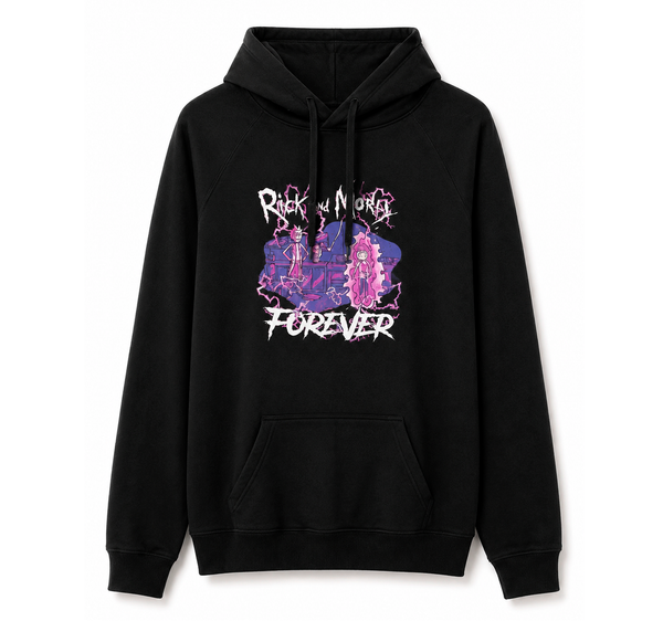 Rick And Morty Pink Lightening Strike Hoodie Black