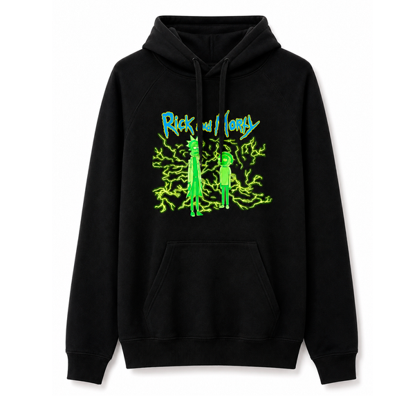 Rick And Morty Green Lightening Strike Hoodie Black