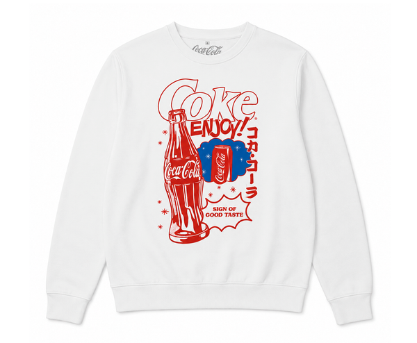 Coca Cola Japanese Script Crewneck White
