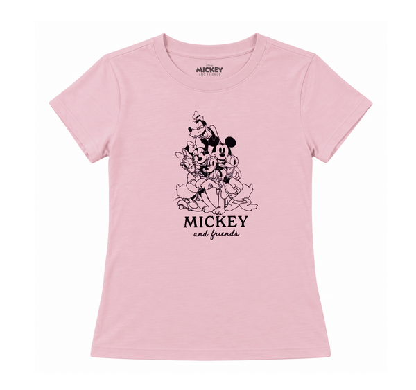 Juniors Mickey & Friends Hugging T-Shirt Dark Pink