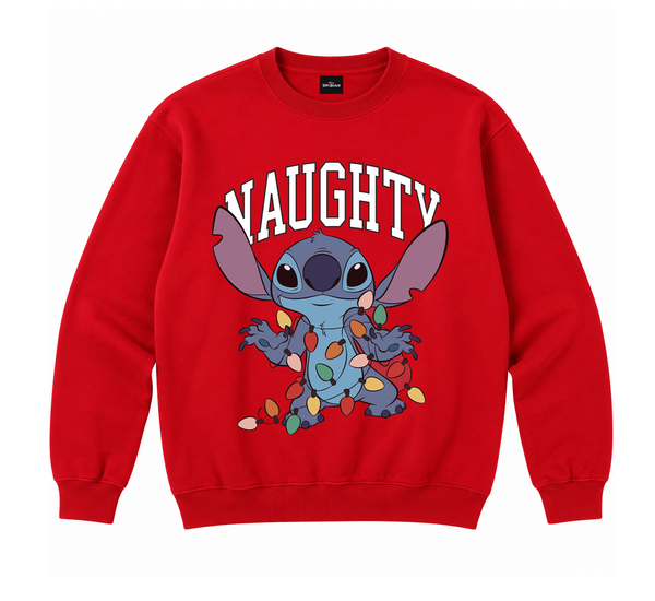 Disney Stitch Naughty Christmas Crewneck Red