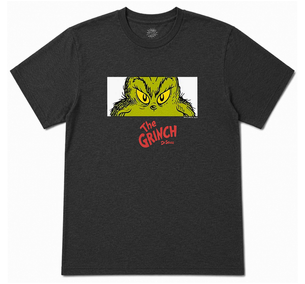 Dr Seuss The Grinch Portrait T-Shirt Grey