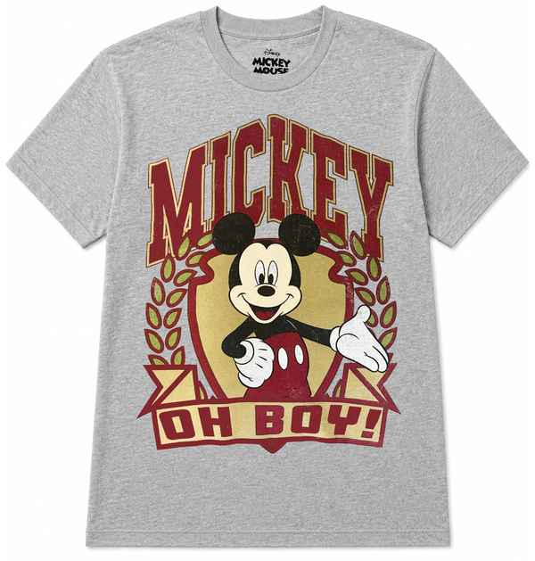 Disney Mickey Mouse Oh Boy T-Shirt Heather Grey