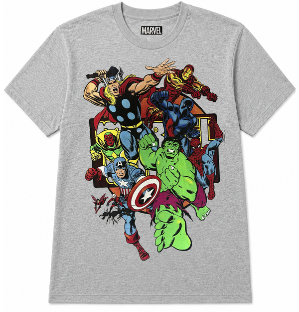 Marvel Avengers Group T-Shirt Heather Grey