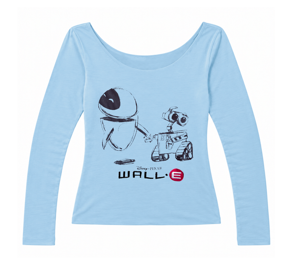 Juniors Disney Wall-E Cut-Off L/S Shirt Lt Blue