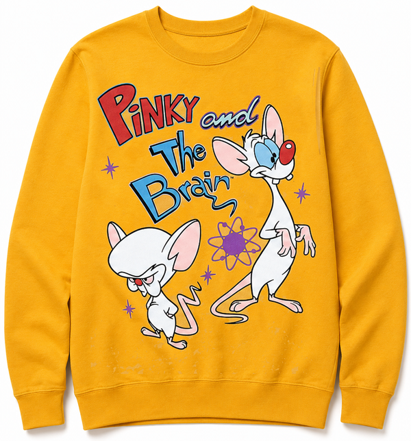 Animaniacs Pink & The Brain Star Crewneck Gold