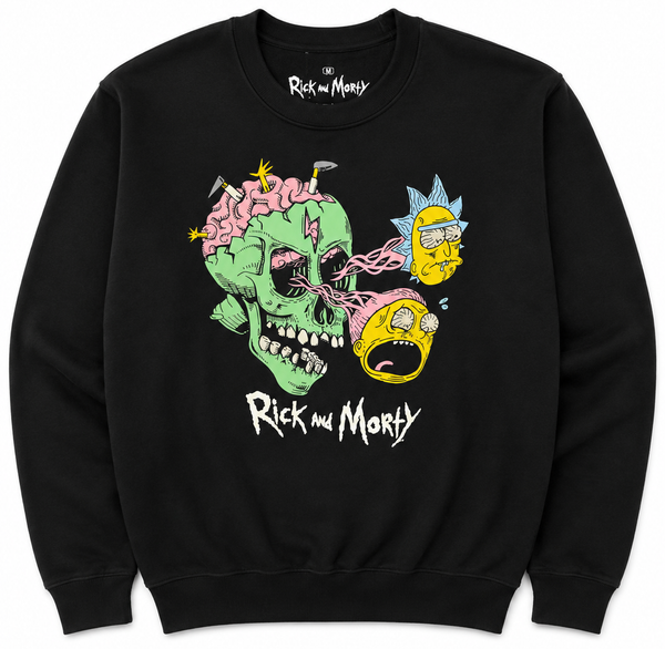Rick And Morty Skull Eyeballs Crewneck Black