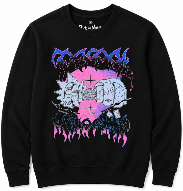 Rick And Morty Mind Fuck 90S Rave Crewneck Black