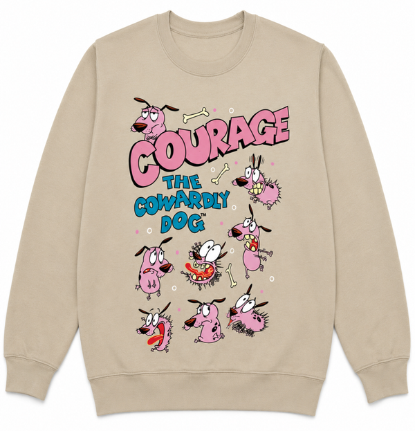 Courage The Cowardly Dog Emotions Chart Crewneck Beige