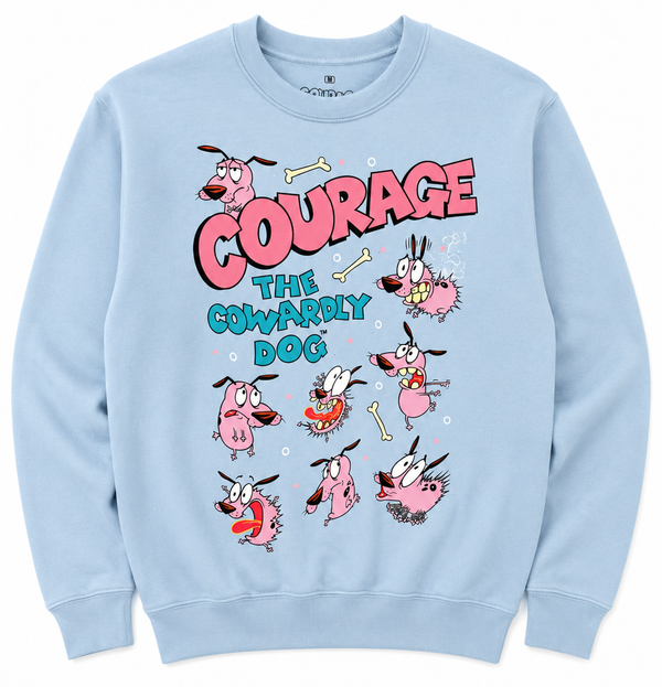 Courage The Cowardly Dog Emotions Chart Crewneck Lt. Blue