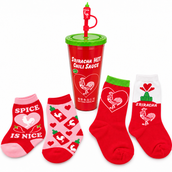 Sriracha Hot Sauce Tumbler Cup 4-Pack Juniors Socks Set