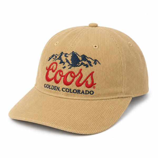 Coors Beer Logo Corduroy Snapback Hat Tan